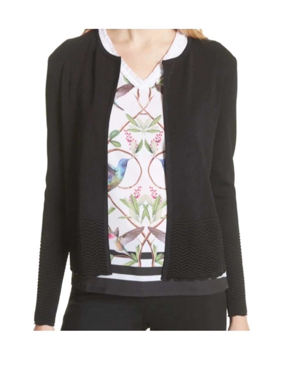 Ted Baker London Black Open-Front Knit Cardigan